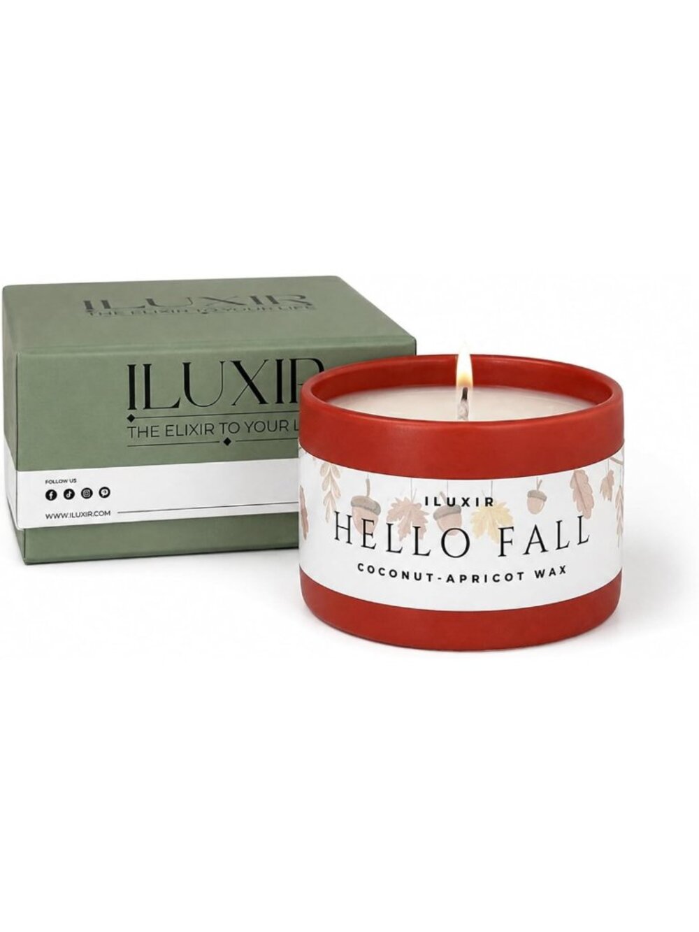 Luxury Fall Candle - Apple Cinnamon, Nutmeg & Vanilla - Handcrafted Vegan